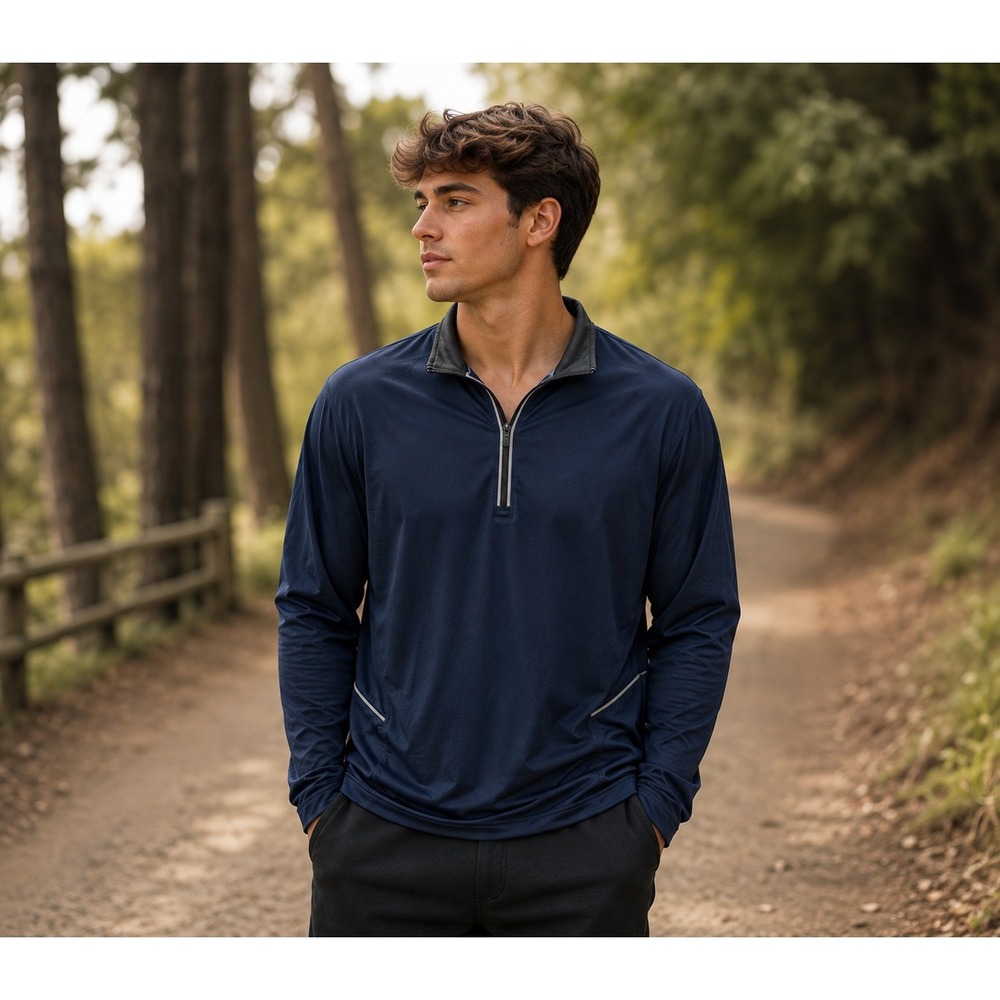 UltraClub Pullover Mens XL Navy Cool & Dry Quarter Zip Golf Active Top Sporty